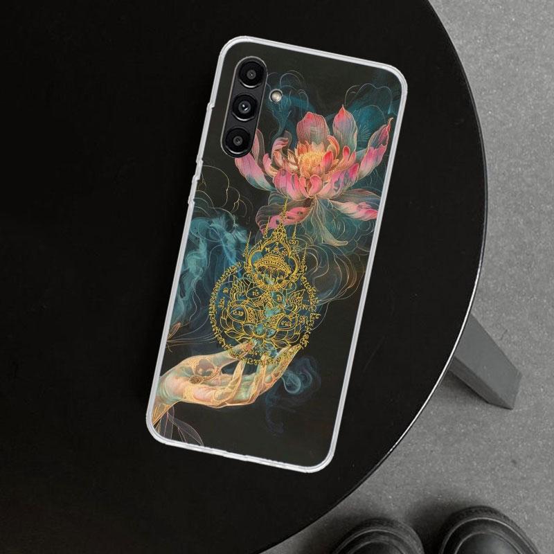 Buddhist Fire Lotus Phone Case Cover for Samsung Galaxy A17 A16 A26 A36 A56 A57 A37 A15 A25 A35 A55 A14 A24 A34 A54 A13 A23 A33