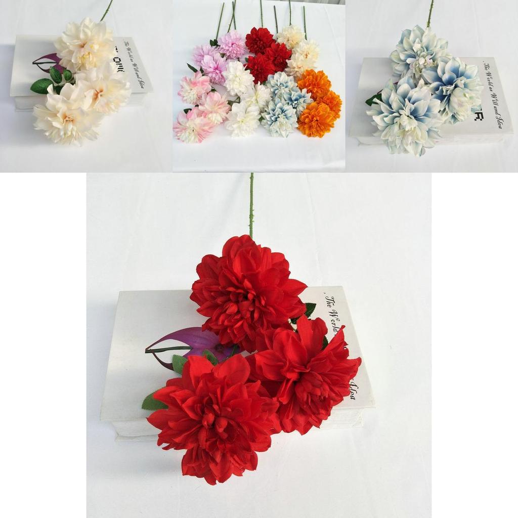 Realistic Dahlia Bouquet For Wedding Centerpiece And Living Room Decoration