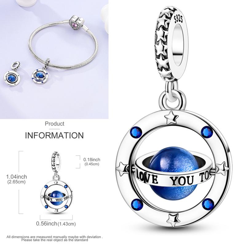 Charms Bead Copper Starlit Sky Moon Sun Earth Universe Charm Fit Bangle Bracelet Necklace Diy Jewelry