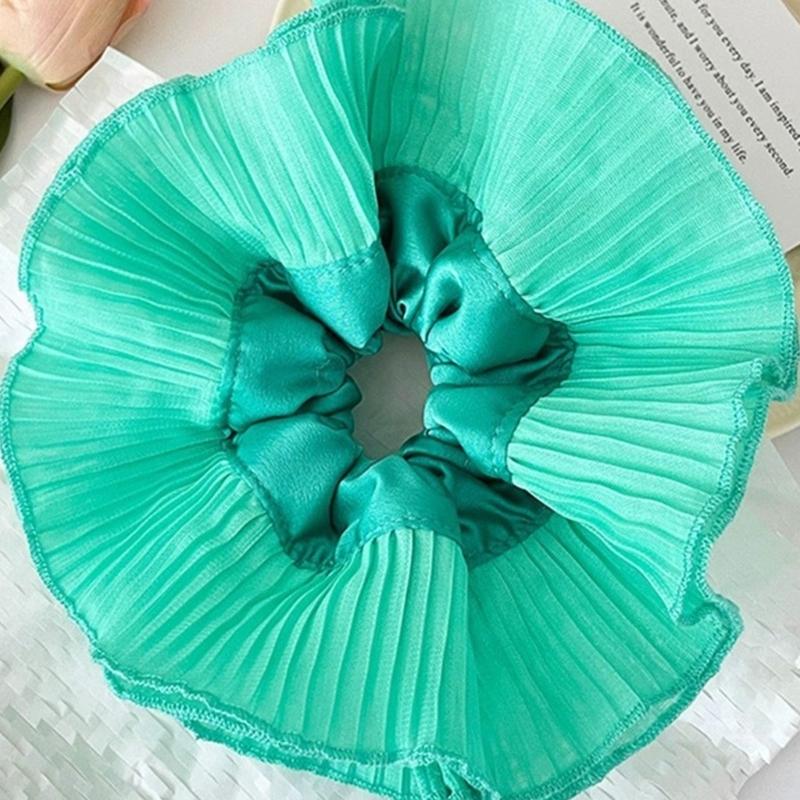 Elegant Ruffled Trim Hair Scrunchies Elastic Hair Rope Soft Hair Rope Spring Elastic Hair Tie for Girls Braids Hold