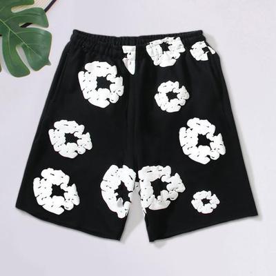 Summer Men Shorts Flower Print Drawstring Elastic Waist Loose Pockets Pleated Vacation Beach Sport Casual Homewear Short Pants