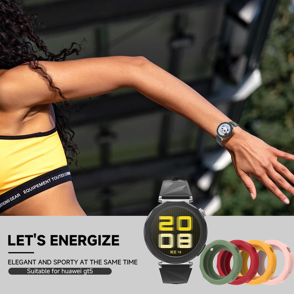 Silikonové ochranné pouzdro Prevence pádu Barevný kryt Rám nárazníku Nárazuvzdorný Odolný proti poškrábání pro HUAWEI WATCH GT 5 Pro 42MM