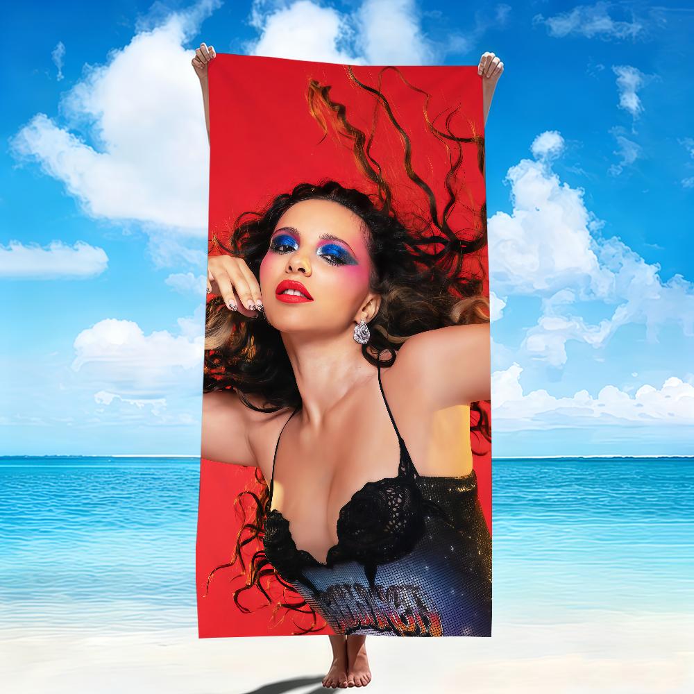 Singer Music Art Showbiz Theme Beach Towel Soft Quick Dry Bath Towel for Gift Travel Gym Spa Camping Sport Microfiber Blanket