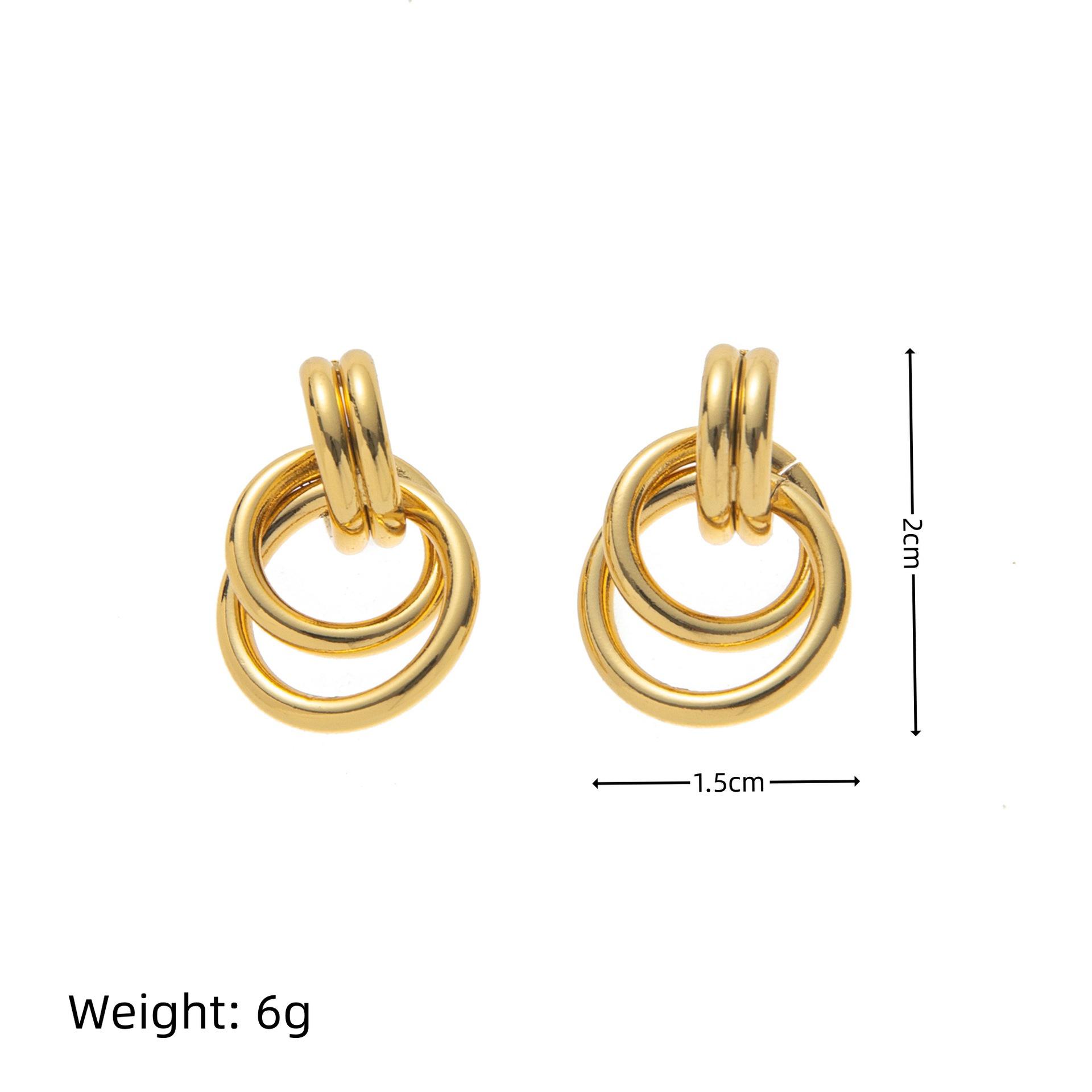 Geometric Hollow Interlocking Circle Titanium Earrings