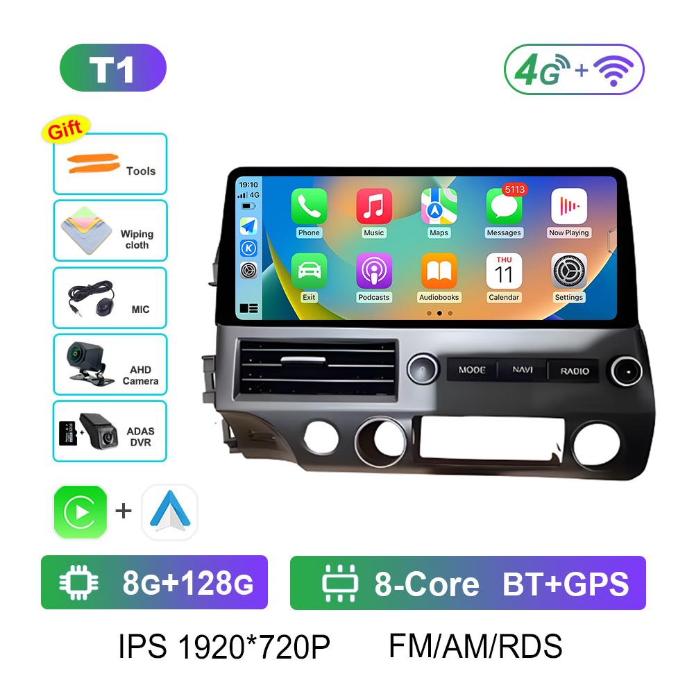 Android Intelligent System Bluetooth for Honda Civic 2008 2009 2010 - 2011 Wireless Carplay GPS Navigation Accessories Head Unit