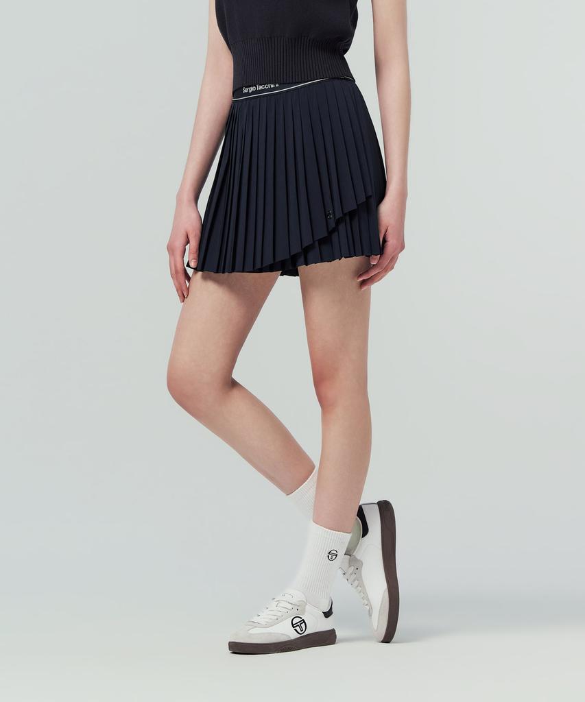 SERGIO TACCHINI W Flying Asymmetrical Pleated Skirt (Navy)