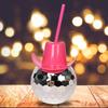 600ML Ball Cups with Straw Cowboy Hat Water Bottle Unique Disco with Straws Ball Cups Flashing Cocktail Cup Drinking Cups
