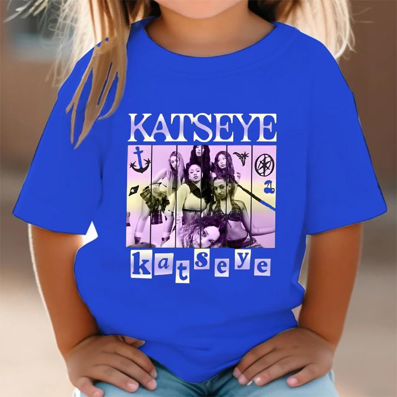 Girl Group KATSEYE Print T-Shirt Boys Girls Casual Tee Shirts Summer O-Neck Tops 2026 Summer Short Short Fashion Kids Clothes