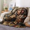 1Pc Indian Chief Painting Print Flannel Blanket High Quality Warm Comfortable Cover for All Seasons Perfect for Gifts Home Decor