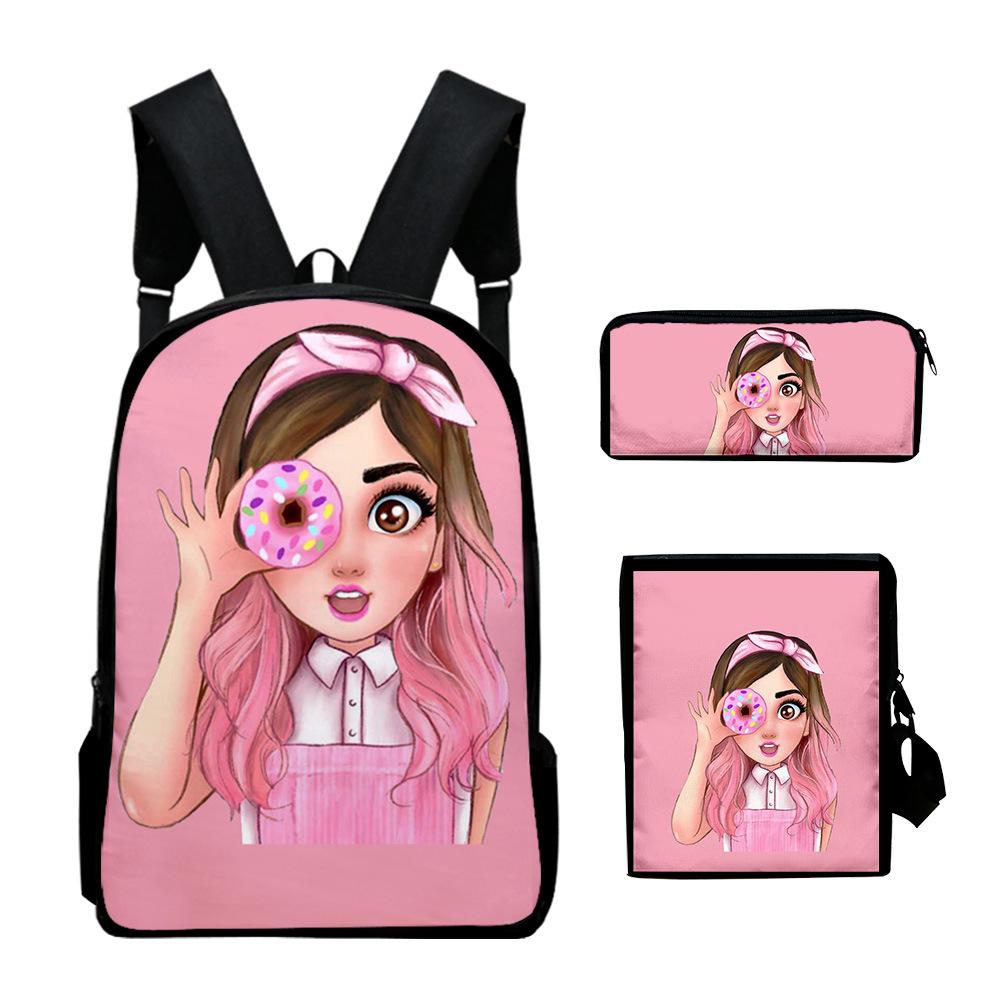 Trendy Popular Mis Pastelitos 3D Print 3pcs/Set Pupil School Bags Laptop Daypack Backpack Inclined Shoulder Bag Pencil Case