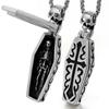 Gothic for Cross Necklace Stainless Steel for Vampire Coffin Pendant Women Men Skull Necklaces Skeleton Jewelry Hallowee
