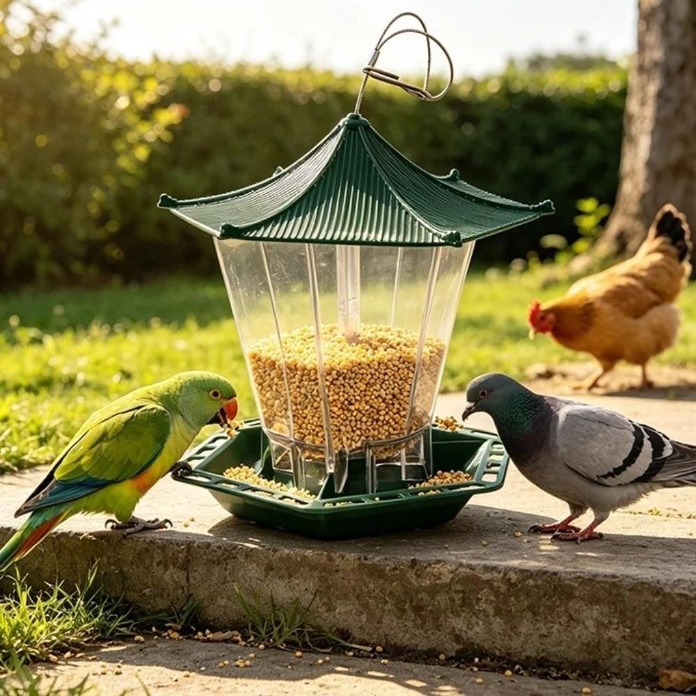 Pavilion Shape Garden Bird Food Tray Large Capacity Wild Feeding Station Yard Decoration