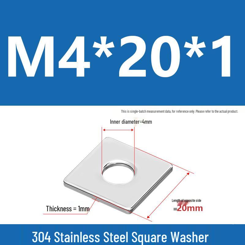 304 Stainless Steel Thickened Square Washer for Curtain Wall (M4-M16)