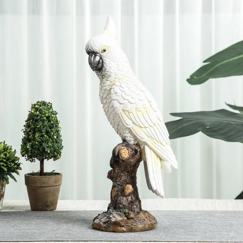 1 Set Desk Decoration Nordic Simulation Parrot Creative Resin Bird Model Garden Living Room Foyer Bookshelf Desktop Decoration