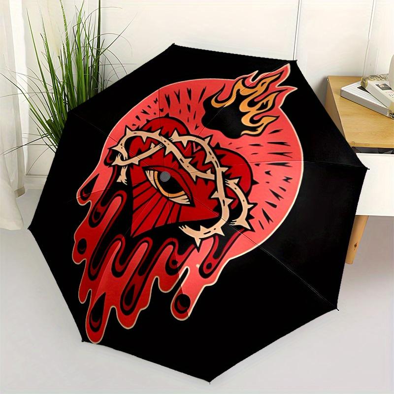 1pc Sacred HeartAutomatic Open/close, All-Season Portable Folding Umbrella for Friends, Travel, Everyday, Events - Compact Parasol, Outdoor