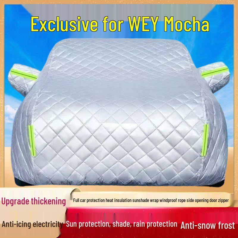 

WEY Macchiato All-Weather Car Cover: Sun, Rain, Dust Protection, Heat Insulation, Frost & Snow Guard. Thickened with Cotton, Hail-resistant, All-season