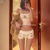 Women's Summer 2025 Slimming Teddy Bear Camisole Pajama Set with Pads - Cute & Sexy Tank Top and Shorts