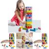 Stacking Colorful Wooden Tower Blocks Parent Child Interact Fun Build Play Set