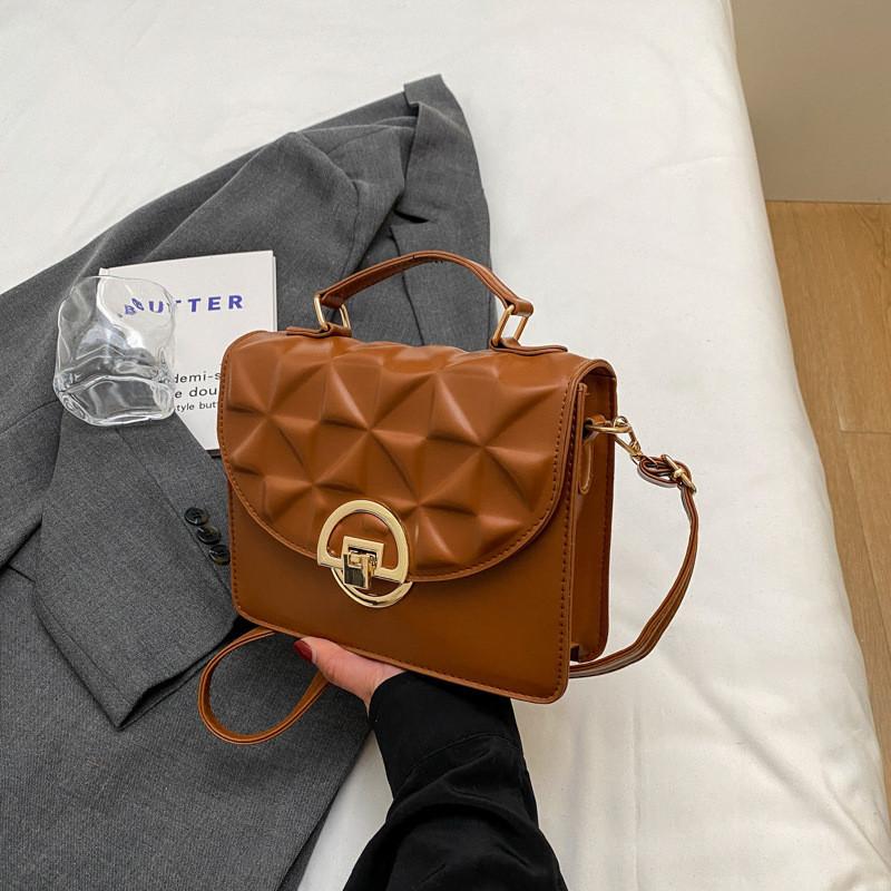 Stylish Quilted Stitch Handbag Street Fashion Pu Shoulder Bag For Women коричневый