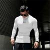 Muscleguys Frühling und Herbst Neue Herren High-Neck Einfache Langarm T-shirt Fitness Fitting Lauf Pullover