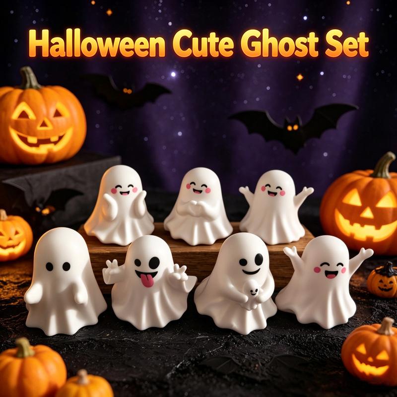 1/6Pcs Adorable Mini Ghost Figurine Soft PVC Lightweight Ornament for Kids Desk Bedroom Decoration Gift