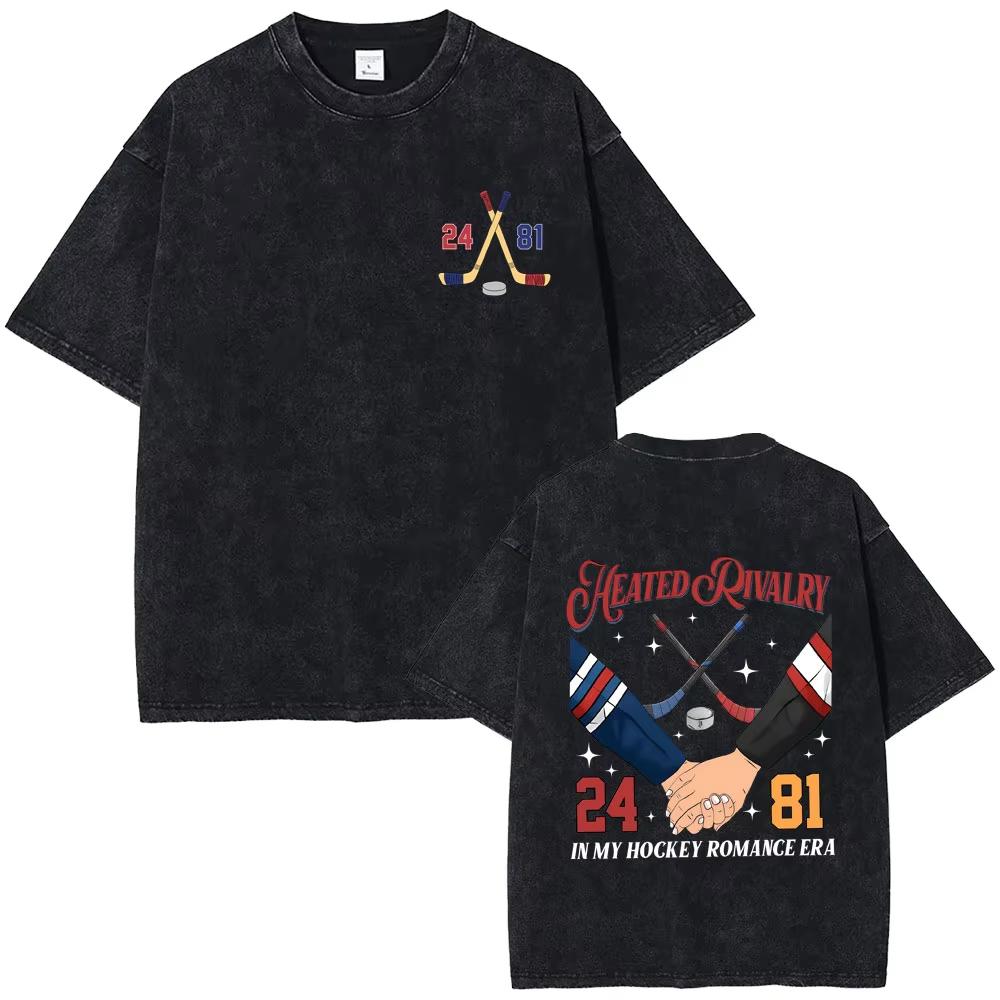 Hot Sale Heated Rivalry Heated All The Time Washed Vintage T-shirts Men Women Fashion Oversized T-shirt Male Y2k Cotton T Shirts
