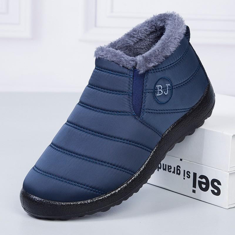 

Plus Size Shoes for Men 39-47 Winter Fashion Men Plush Warm Waterproof Platform Wedges Non-slip Snow Boots Flats Sneakers Women 39 тёмно-синий