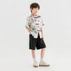 Boys Ink Wash Hanfu Cardigan & Pants Set