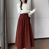 Women's High-Waist A-Line Pleated Faux Leather Skirt