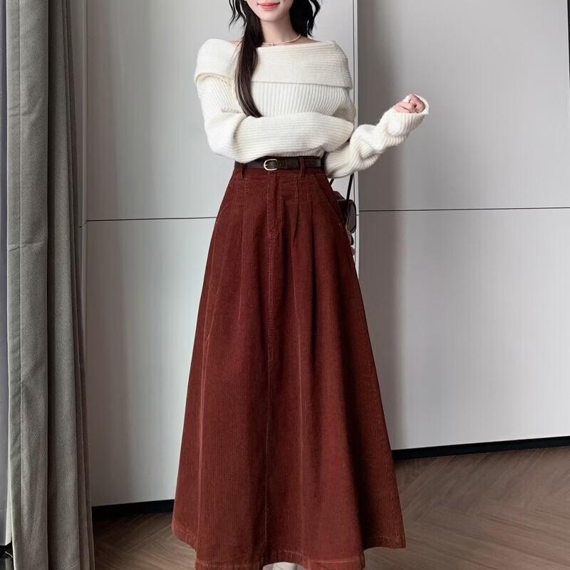 Women's High-Waist A-Line Pleated Faux Leather Skirt