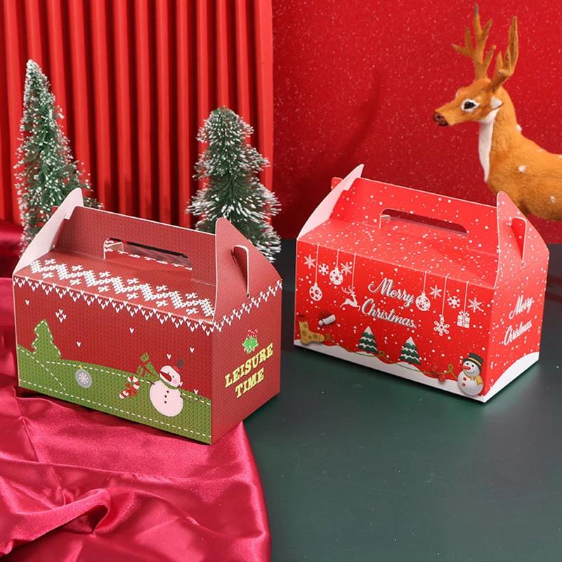 6Pcs Paper Gift Box With Window Christmas Treat Boxes Cupcake Muffin Cake Food Packaging Paper Box Xmas Birthday Party Decor