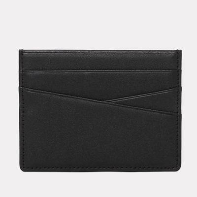 Matt Simple Cowhide Card Holder Black