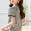 New Summer Fashion Style Oversized Loose Casual T-shirts for Women Retro Splicing Plaid Chic Short Sleeve O Neck Tops