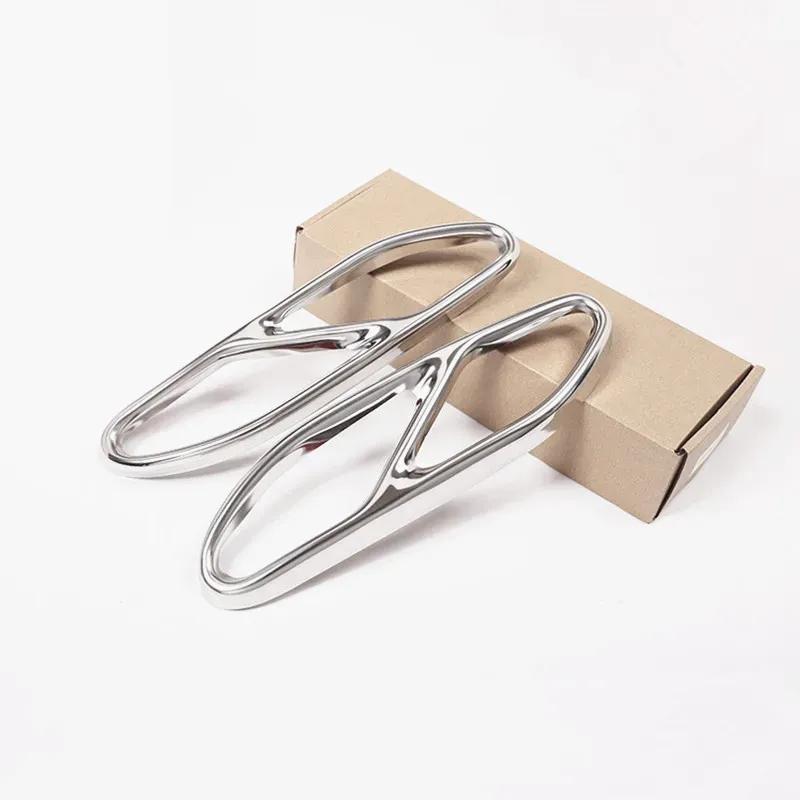 Stainless Steel Stickers Car Tail Throat Exhaust Pipe Decoration Frame Trim For Mercedes Benz S class 2018 Exterior Modified