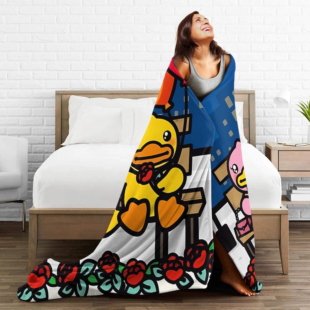 Yellow Duck Love Blanket  Warm Fashion Plush Throw Blanket For Boy Girl Couch Bed Flannel Bedspread Bed Cover