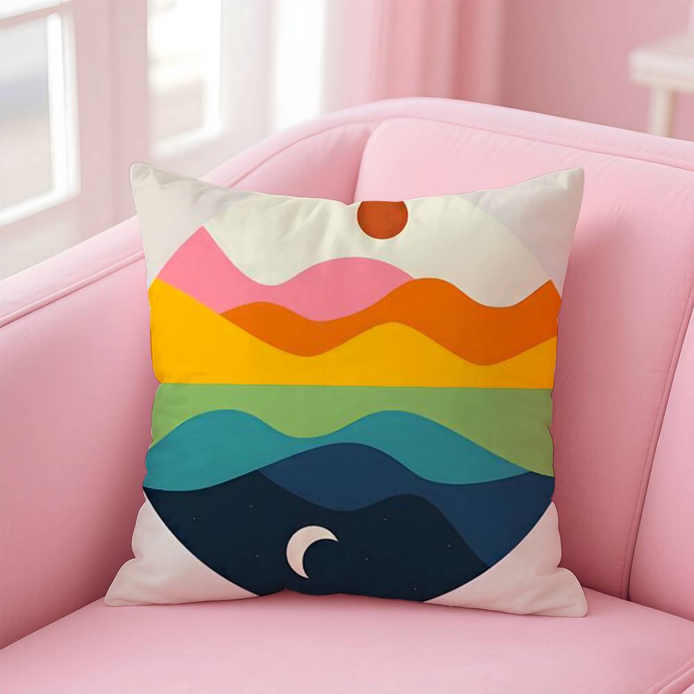 Classic Sunrise Cartoon Pillow Case Pattern Printing Pillowcase Living Room Sofa Cushion Cover Bedroom Room Decor