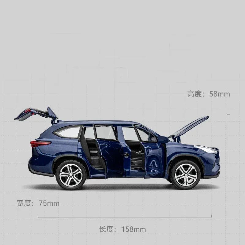 1:32 Toyota Highlander 2023 SUV Alloy Die Cast Toy Car Model Sound and Light Pull Back Toy Collectibles Birthday gift
