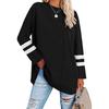 2022 Women's Loose Color Block T-Shirt with Drop Shoulder Sleeves and Round Neck