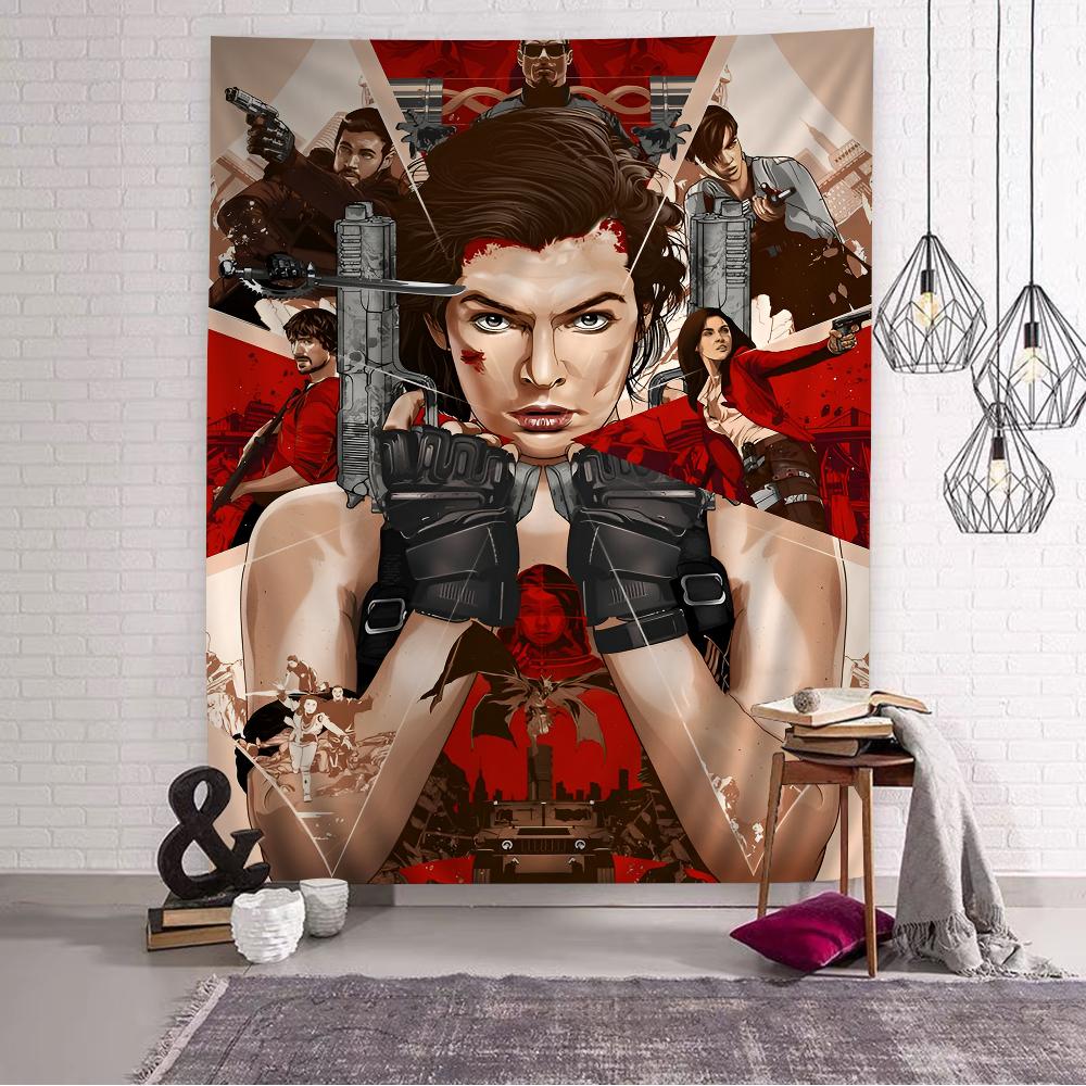 Canvas Painting Game RRESIDENT EVIL Chart Tapestry Art Science Fiction Room Home Decor Cheap Hippie Wall Hanging