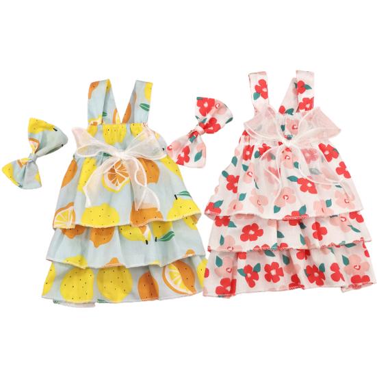 1 sada Pet Dress Měkký Pohodlný vrstvený design Bez rukávů Citronový potisk Denní nošení