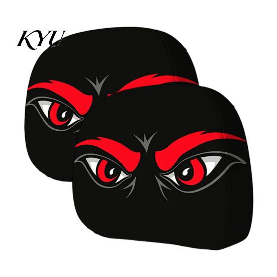 Universal Fit Headrest Covers 2Pcs Spooky Car Covers, Cartoon Evil Face Auto Seat Funny Accessories Protectors, Elastic Protectors for Cars