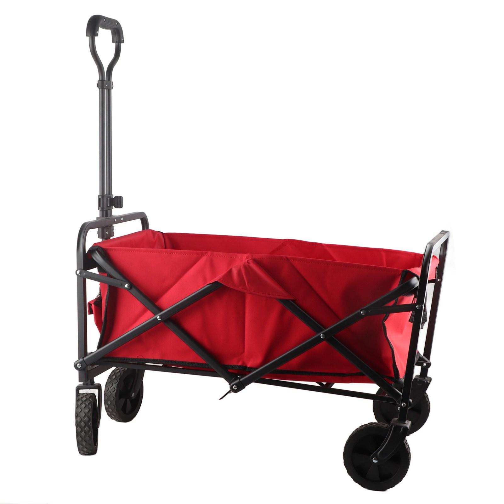 

Четырехколесная складная тележка для кемпинга, переносная, ткань Оксфорд, тележка для пикника на открытом воздухе, для рыбалки, красная