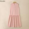 ZANZEA Dámské ležérní letní šaty bez rukávů s kulatým výstřihem
