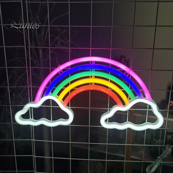 Rainbow Neon Sign LED Light USB/Battery Operated Non-Glaring Cloud Rainbow LED Neon Light Wall Art Decoration