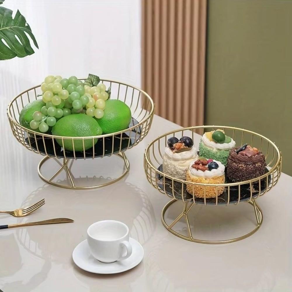 Durable European Luxury Fruit Cake Tray Large Round Creative Design Fruit Basket Snack Display Dessert Stand Home Decor