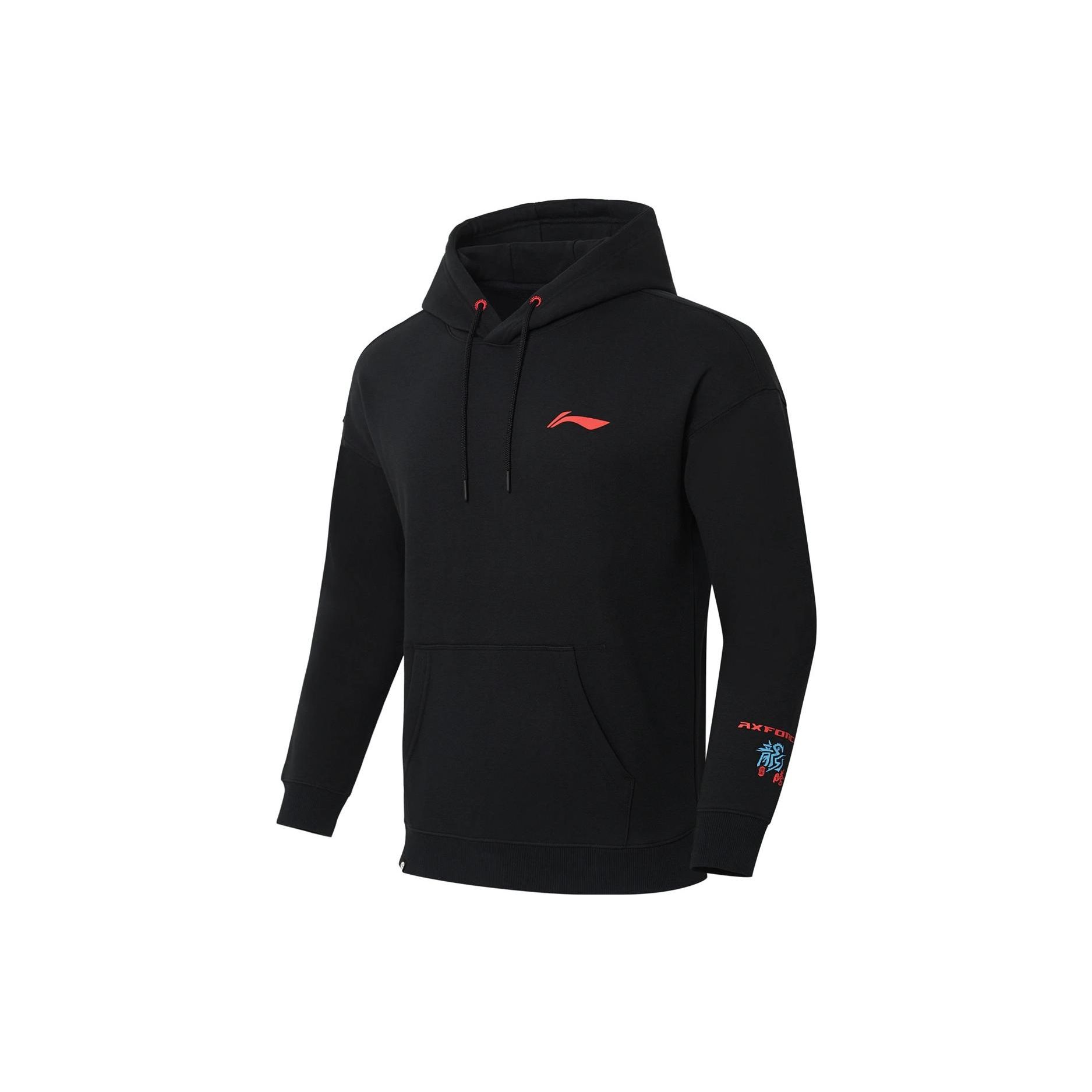 

Толстовка с капюшоном на молнии с принтованным логотипом бренда Li Ning Мужские толстовки Черный AWDSE93-1 L