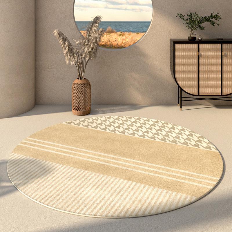 Round Faux Cashmere Wabi-Sabi Rug for Living Room, Bedroom, or Office