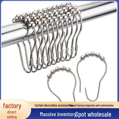 Stainless Steel Shower Curtain Hook with Five-Bead Design