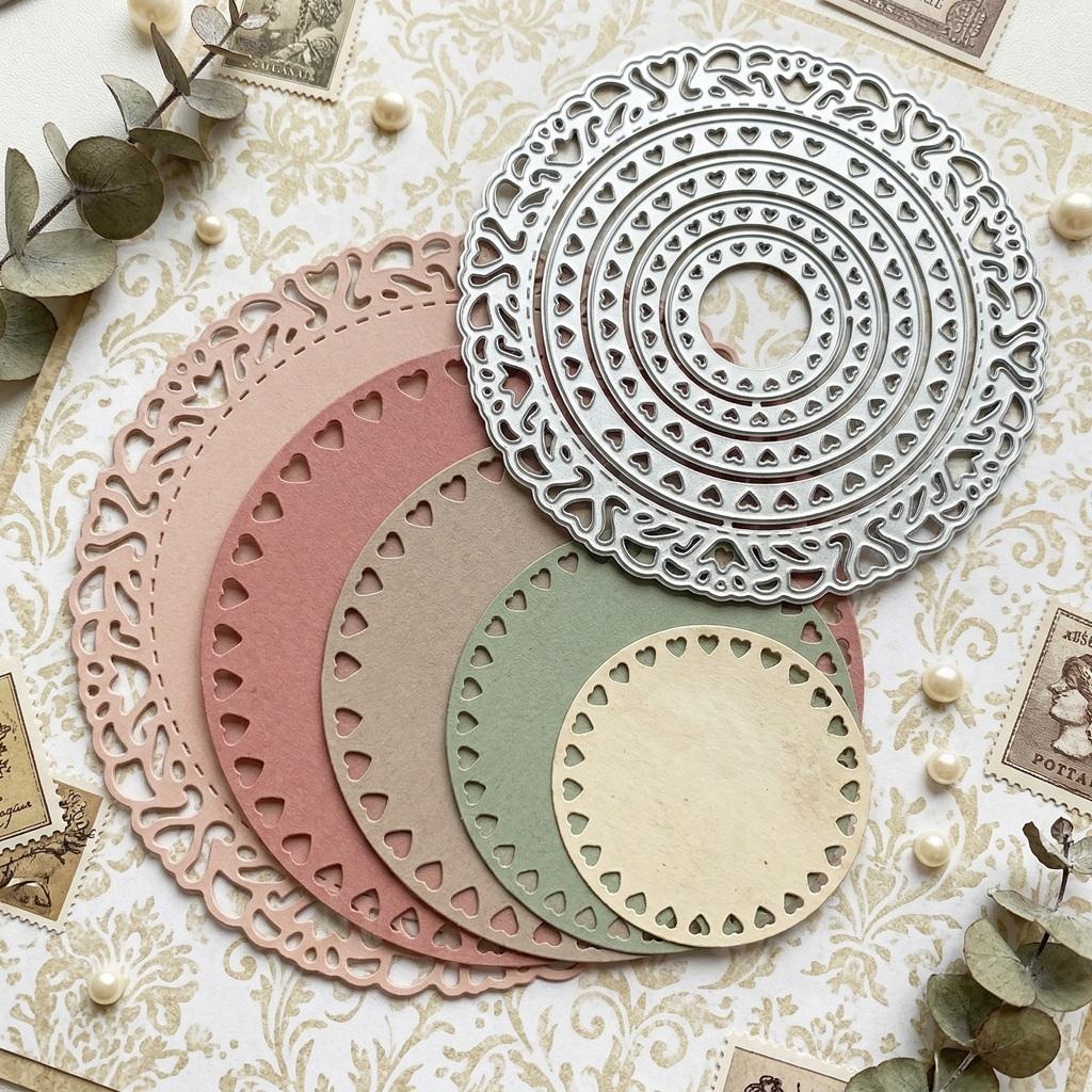 Round Heart Metal Die Cut, DIY Scrapbooking Embossing Stencil, Handmade Greeting Card Making Metal Cutting Dies, Gift Card Making Tools