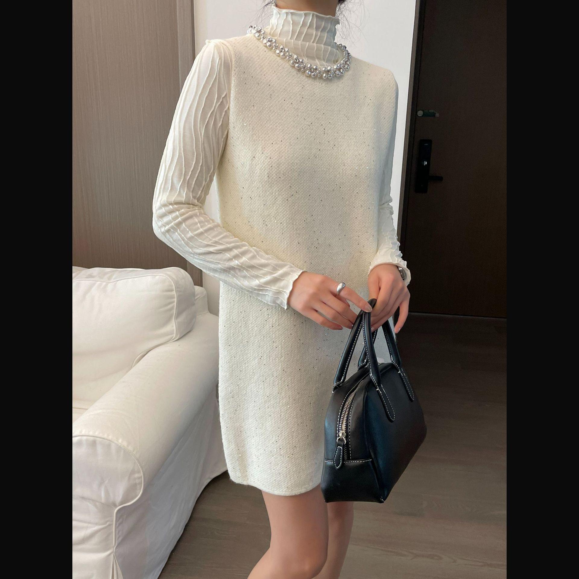 

Laneige Women’s Beaded Knit Dress - 2025 Spring Sequined Vest Style One size